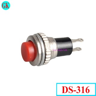 Nút nhấn nhả phi 10 vỏ sắt núm nhựa đỏ, nút đề ds-316