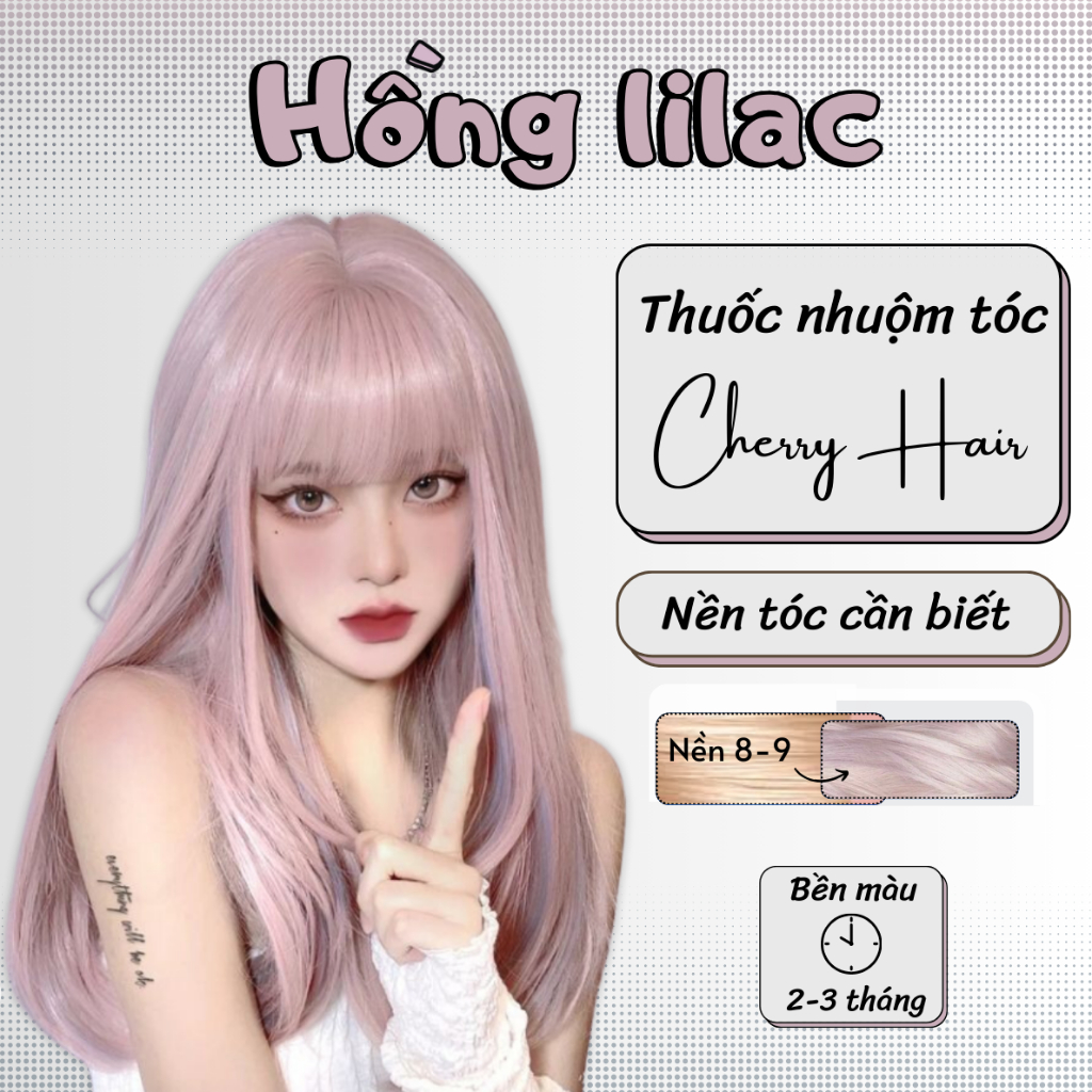 Thuốc Nhuộm Tóc Màu Hồng lilac, Thuốc nhuộm Tóc chính hãng tặng kèm Oxy + Bao Tay, Cherry Hair. Cherry Hair