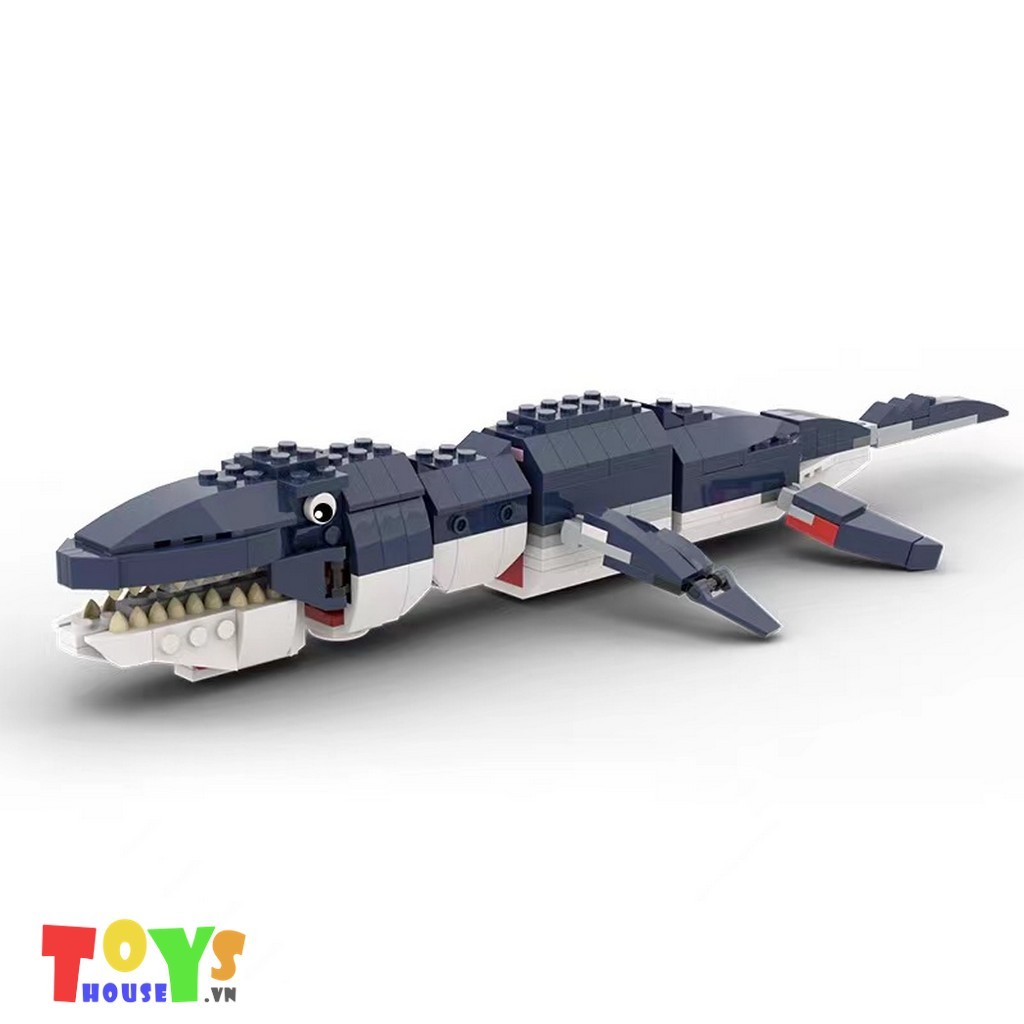 Đồ chơi lắp ráp 7 quái vật biển Megalodon Plesiosaur Mosasaurus Liopleurodon Helicoprion Dunkleosteus Ichthyosaur