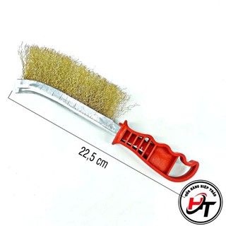 Bàn chải thau đánh rỉ sợi đồng cán đỏ nhựa - Chổi đánh rỉ sắt