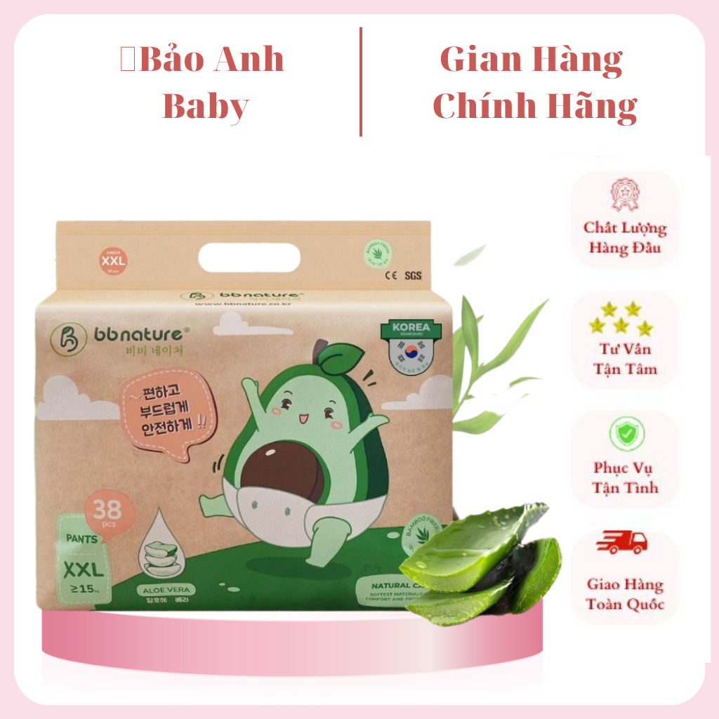 Bỉm dán quần sợi tre organic cao cấp BB Nature Hàn Quốc cho bé đủ size