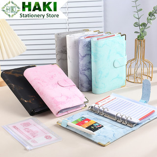 Sổ tiết kiệm đựng tiền HAKI sổ chi tiêu tiết kiệm thông minh nhiều ngăn túi zip A6 đựng tiền combo sổ TK cúc bấm S01