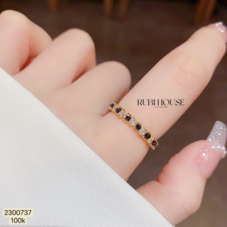 Nhẫn hạt đá đen mix trắng freesize