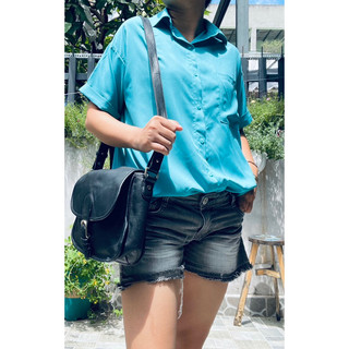 SALE- túi si da thật màu đen