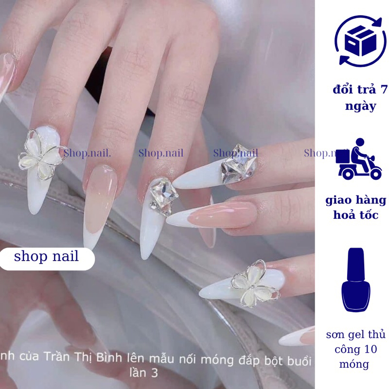 Nail box thiết kế tặng keo và dũa , móng tay giả đính nơ phom nhọn theo yêu cầu