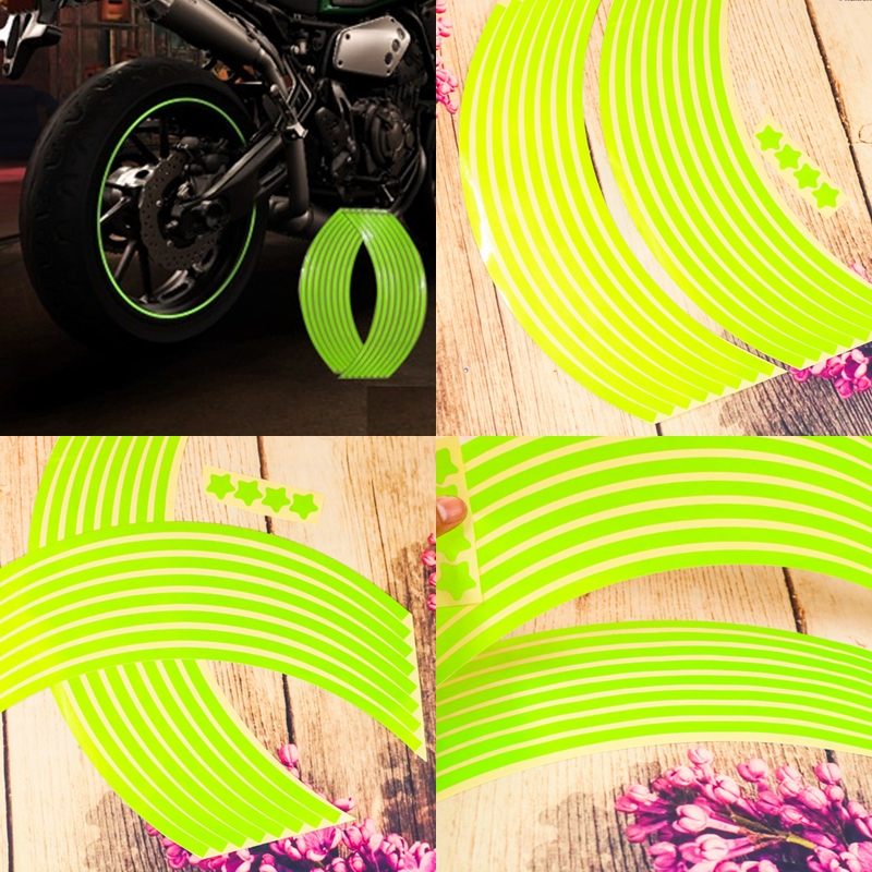 Bộ tem dán viền mâm, decal dán vành mâm phản quang, dán chỉ mâm xe máy, ô tô, xe điện ,size mâm 17-18 inch