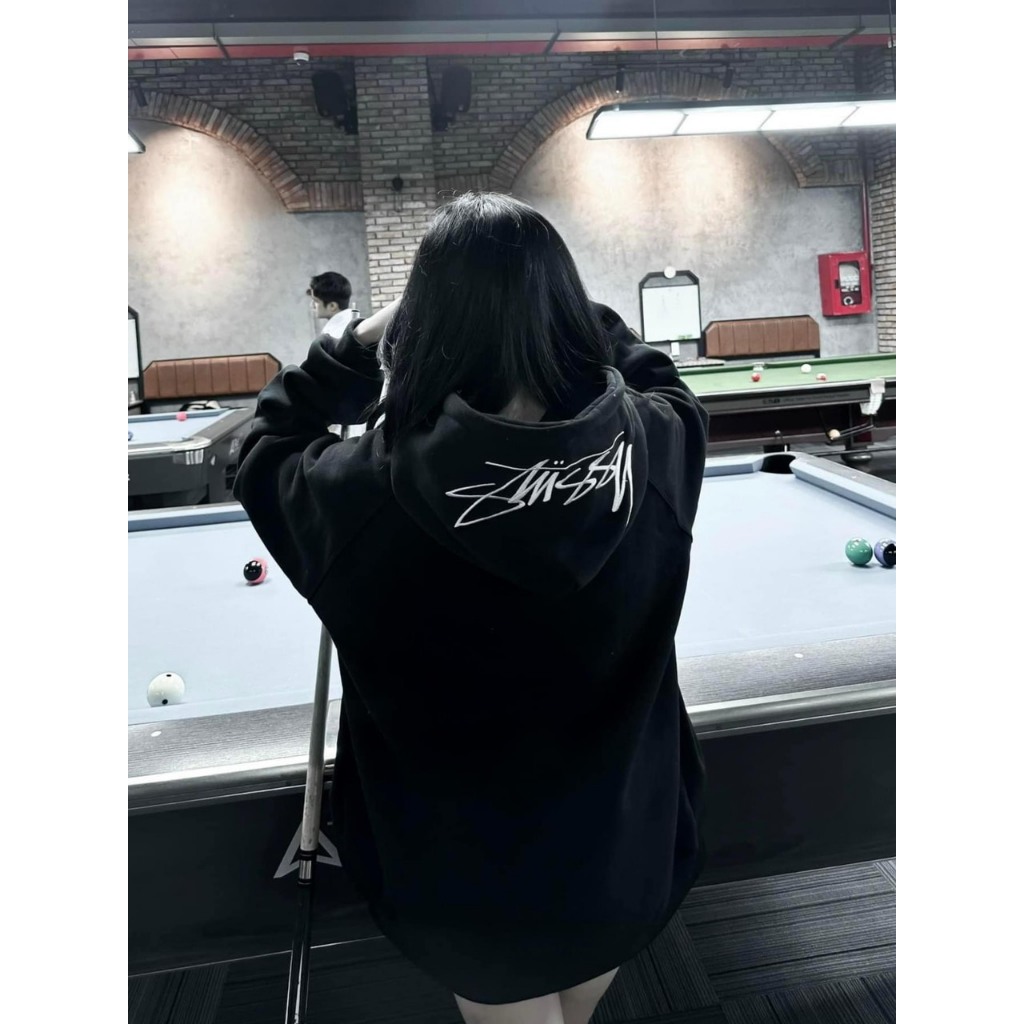 Áo Hoodie Stussy Nón Thêu Form Rộng , Áo Hoodie Form Rộng Unisex Vải Nỉ Chất Vải Dày Dặn A01