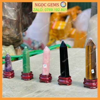 Trụ tinh thể thach anh, trụ đá thanh tẩy, đá phong thủy giúp hỗ trợ reiki, thiền định, thanh tẩy năng lượng