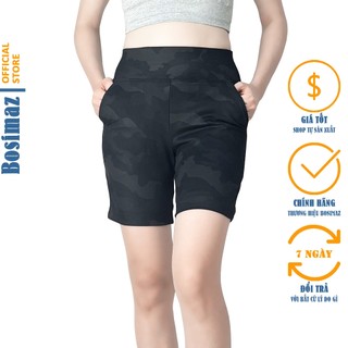 Quần Legging Nữ Bosimaz MS335 đùi túi trước màu đen rằn ri cao cấp, thun co giãn 4 chiều, vải đẹp dày, thoáng mát.