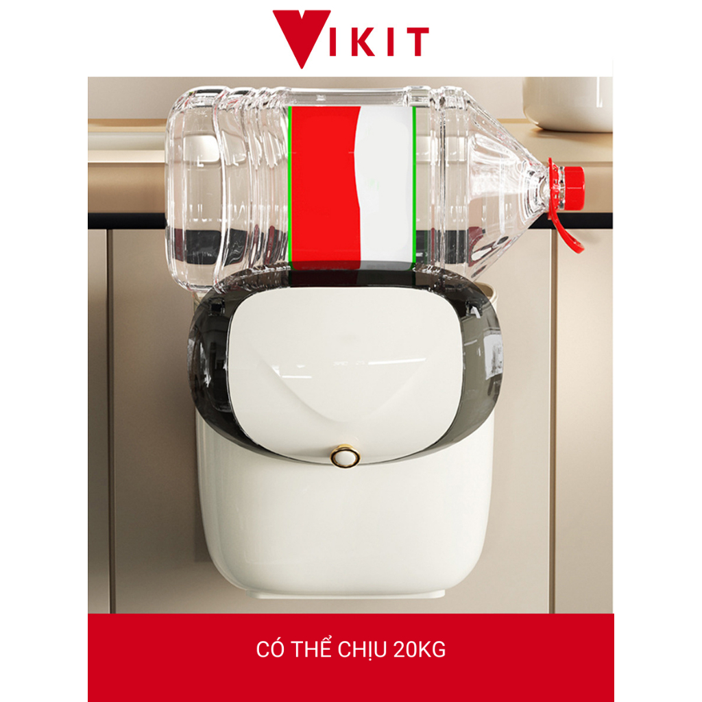Thùng đựng rác thông minh cài gắn cánh tủ bếp có nắp đậy Vikit R03 MỚI