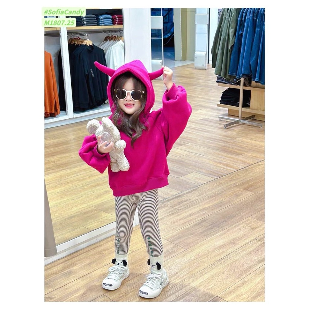 Áo nỉ màu hồng phấn tai thỏ dành cho bé gái