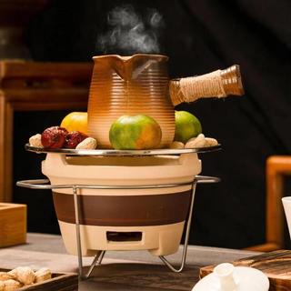 Ấm trà gốm cao, cốc sữa nướng