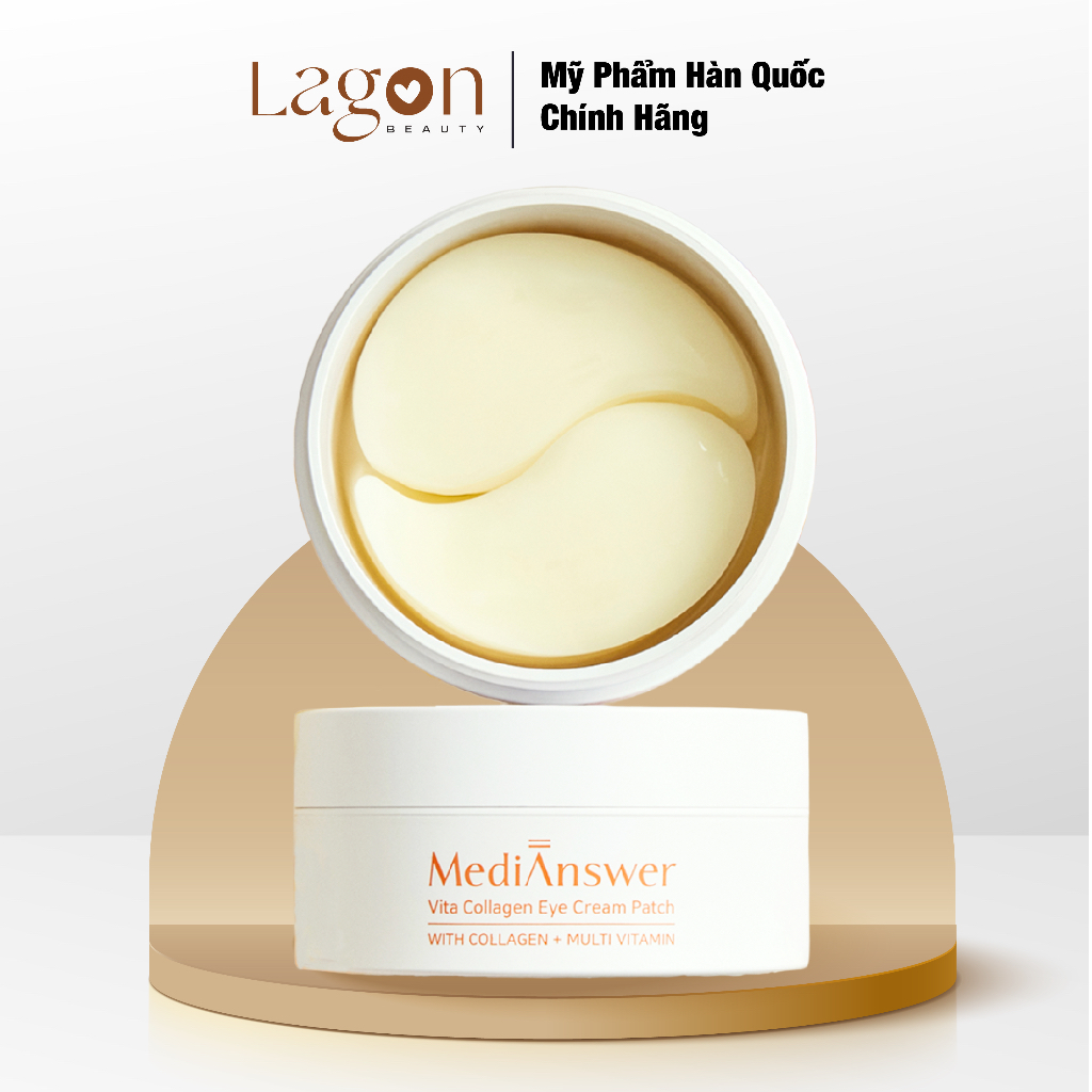 Mặt Nạ Mắt MediAnswer Vita Collagen Eye Cream Patch Hộp 80 Miếng Giảm Nếp Nhăn Và Thâm Quầng Mắt