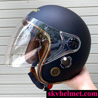 Nón bảo hiểm 3/4 kính dài thông gió MÀU ĐEN hàng chất lượng nhiều màu đẹp lựa chọn MH01