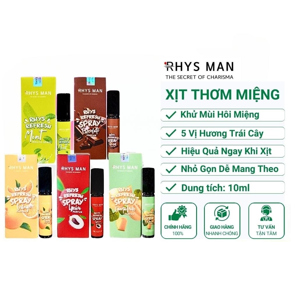 Xịt Thơm Miệng Rhys Refresh Hương Cà Phê và Hương Bạc Hà The Mát RHYS MAN 10ml