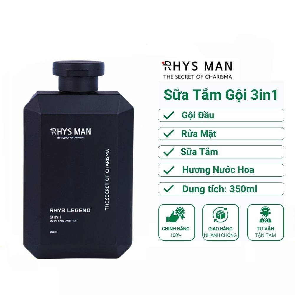 Sữa tắm gội nam Rhysman 3 in 1 Rhys Legend hương nước hoa 350ml