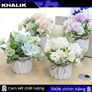 Chậu hoa giả HF004 Macaron cẩm tú cầu kèm chậu sứ - Hoa Trang trí nhà hàng nghệ thuật