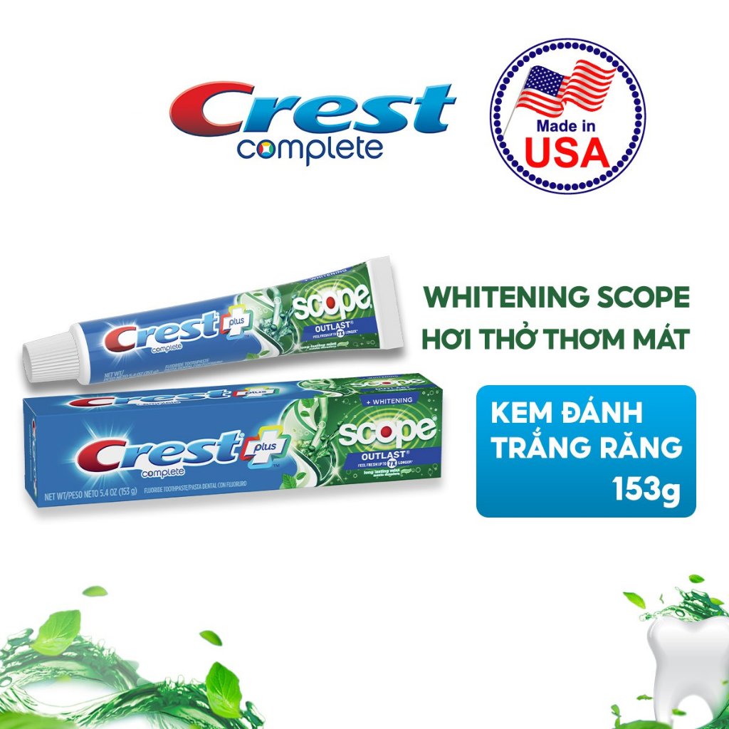 Kem Đánh Răng Crest Mỹ 153g Trắng Răng Thơm Miệng Whitening Scope Và 3d White Mint Sáng Da Sạch Sâu Từ P&G Mỹ Dezy
