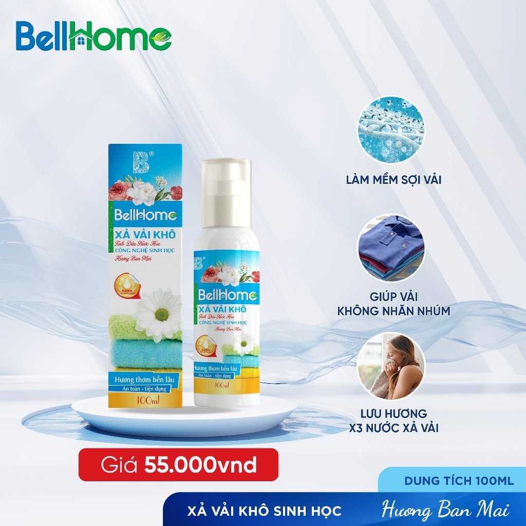 Xả Vải Khô Công Nghệ Sinh Học Bell Home 100ML Lưu Hương Lâu, Làm Mềm Vải Giảm Nhăn, Xử Lý Vết Bẩn Nhẹ Trên Quần Áo