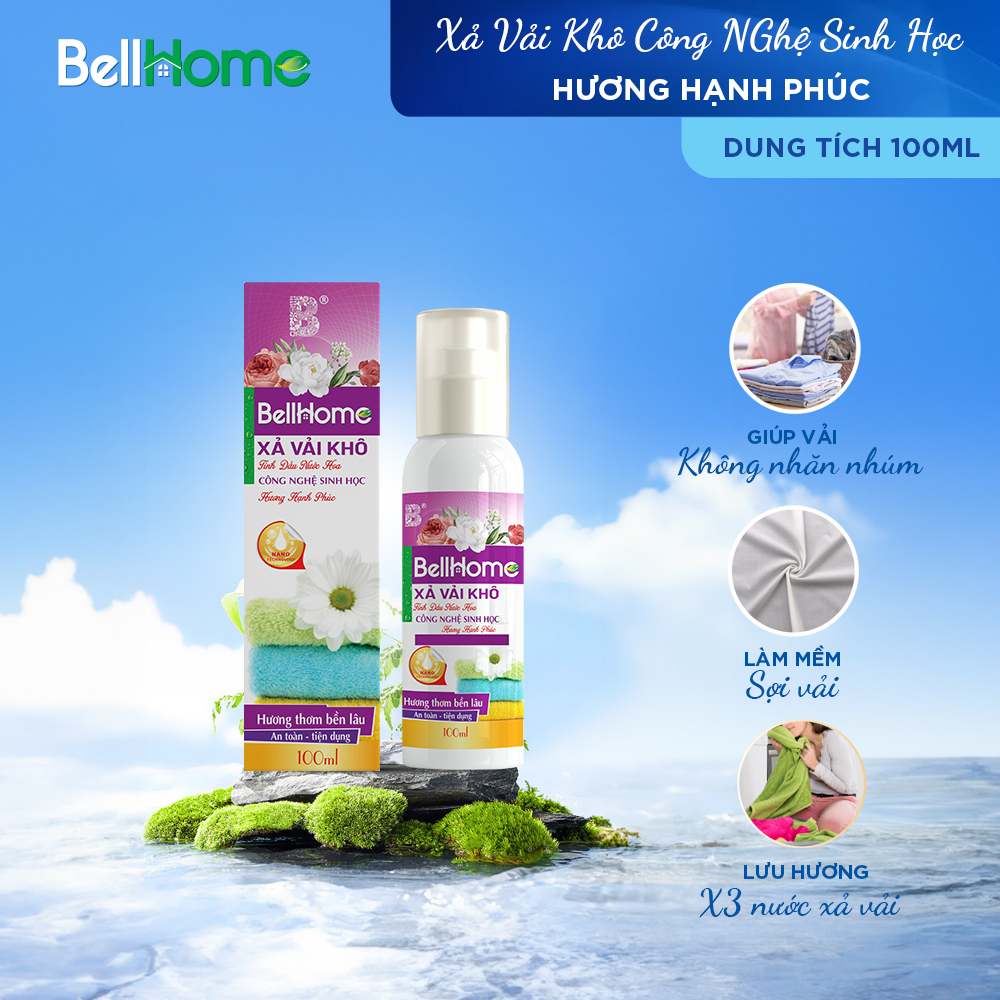 Xả Vải Khô Công Nghệ Sinh Học Bell Home 100ML Lưu Hương Lâu, Làm Mềm Vải Giảm Nhăn, Xử Lý Vết Bẩn Nhẹ Trên Quần Áo