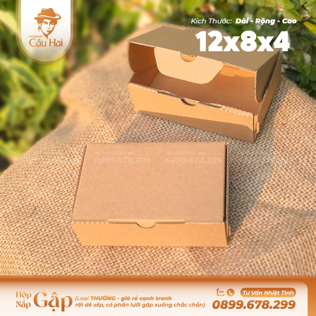 Set 20 hộp carton nắp GẬP 12x8x4