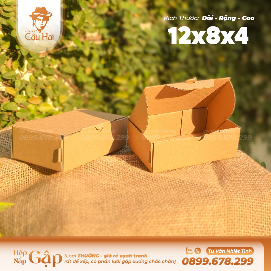 Set 20 hộp carton nắp GẬP 12x8x4