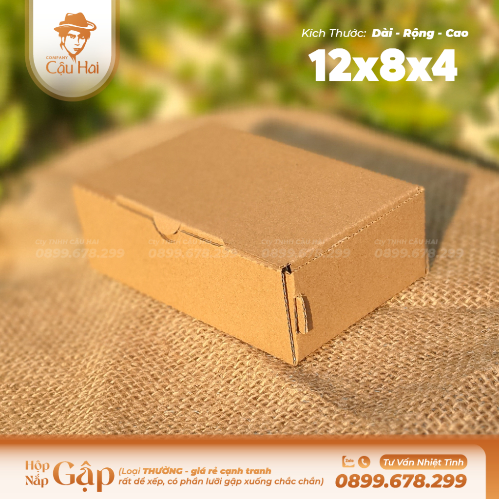 Set 50 hộp carton nắp GẬP 12x8x4