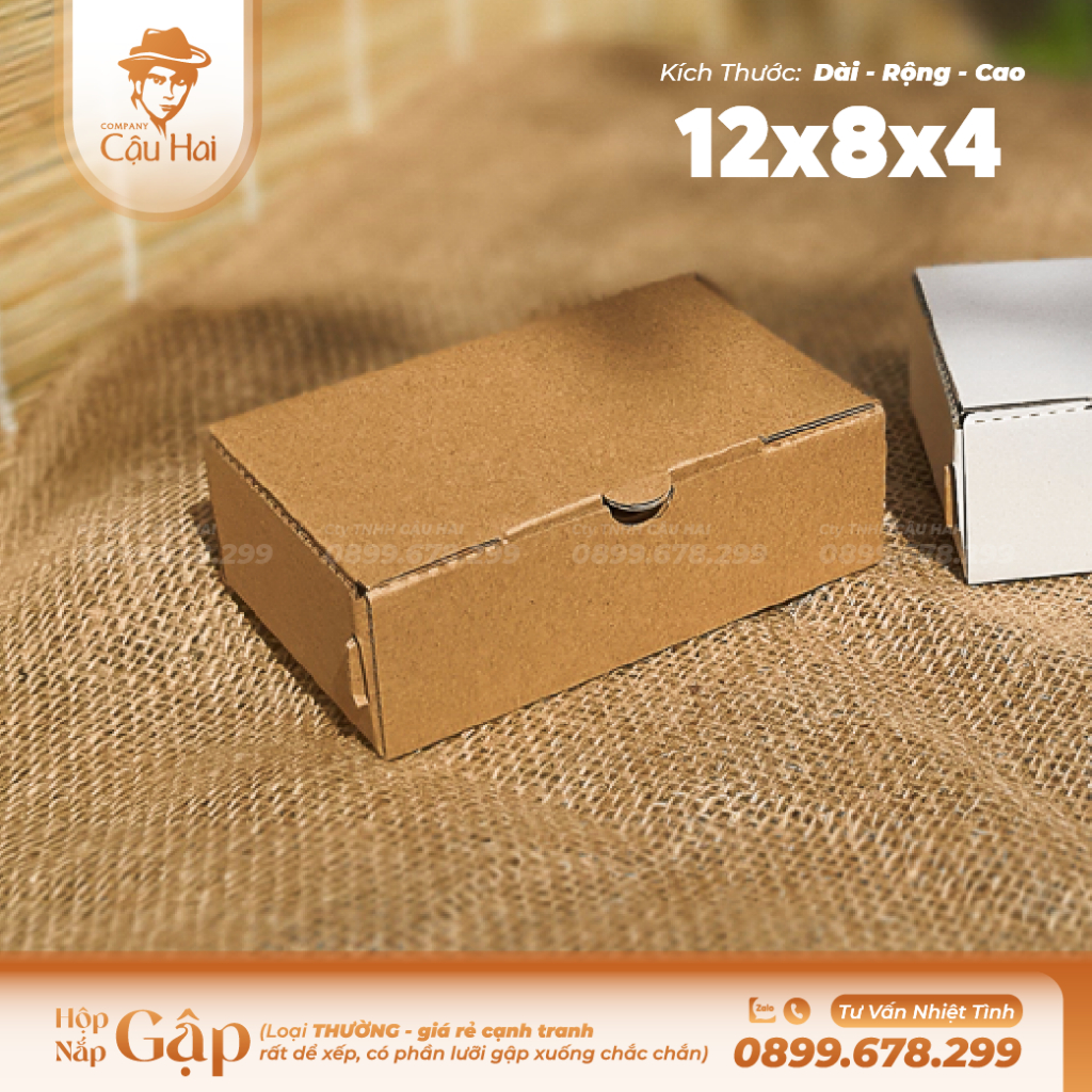Set 20 hộp carton nắp GẬP 12x8x4
