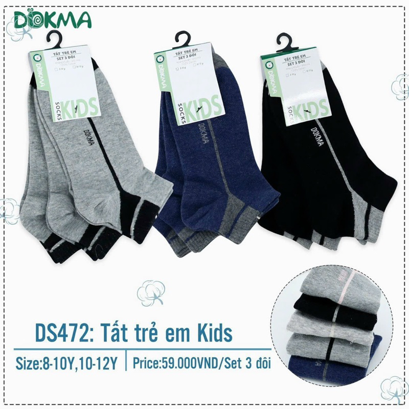 Set 3 tất trẻ em kids Dokma (8-12Y, nhiều mẫu shop giao ngẫu nhiên)