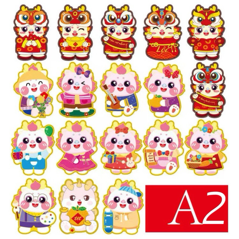 Set 10 Bao Lì Xì Chibi Hot Trend Giấy Bìa Bóng Cứng