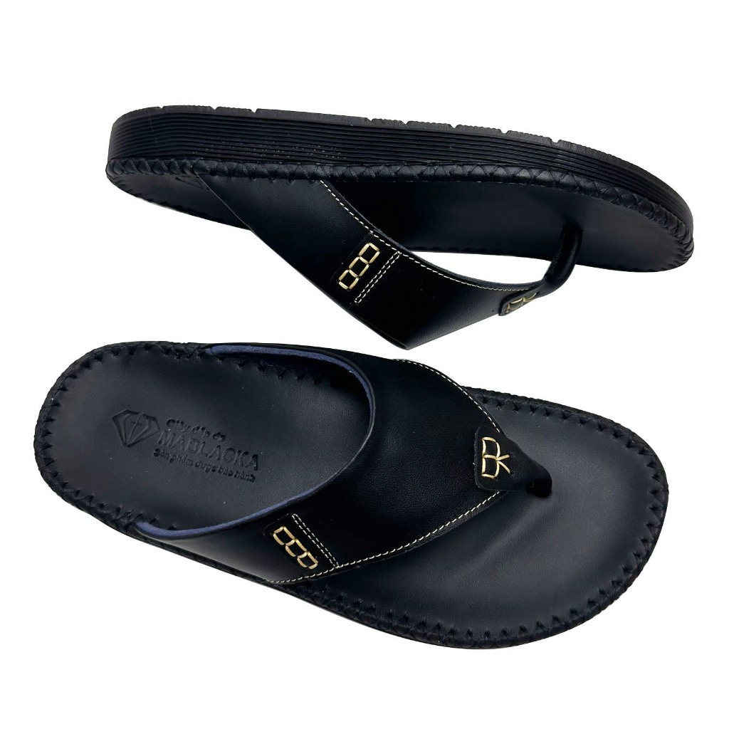 Dép kẹp nam xỏ ngón đẹp cao cấp màu Đen đế cao 2,5cm D62