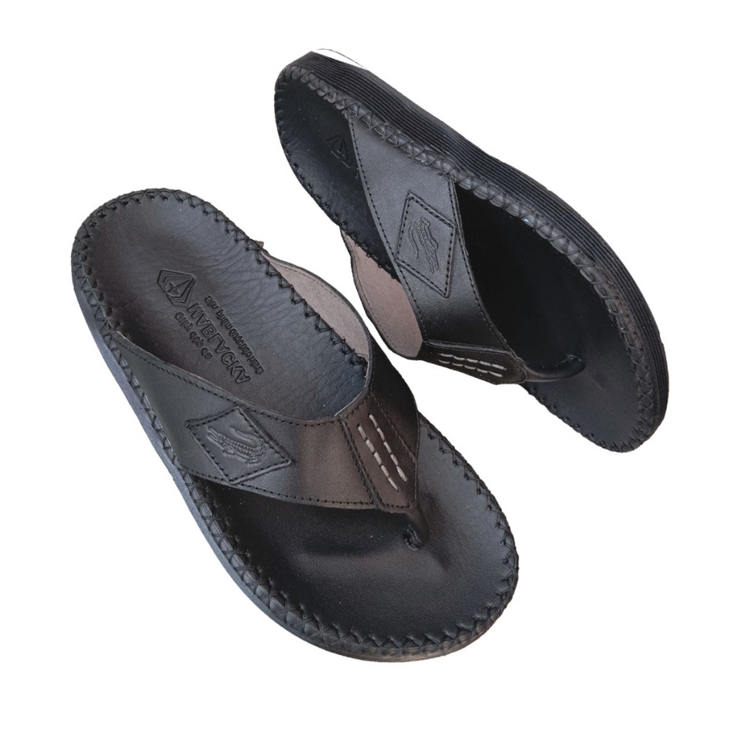 Dép kẹp nam xỏ ngón đẹp cao cấp màu Đen đế cao 2,5cm D62