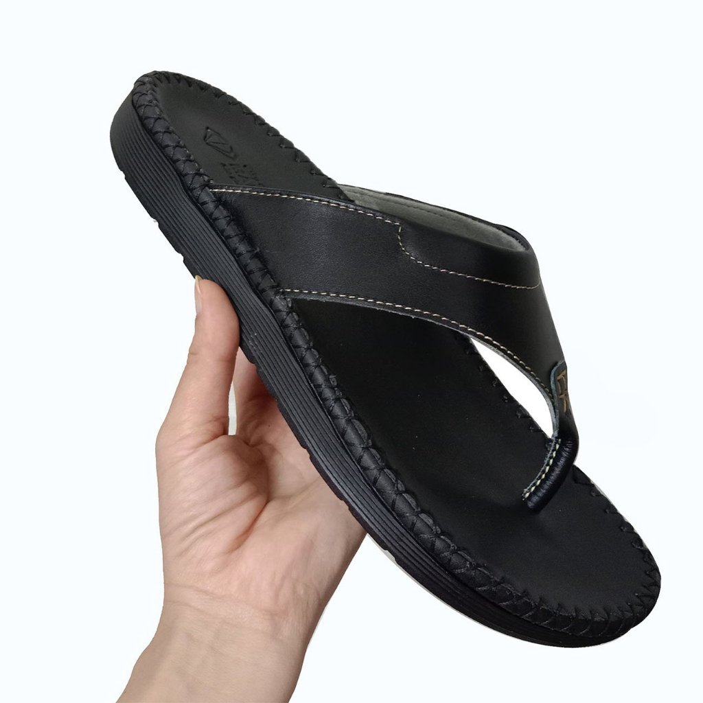 Dép kẹp nam xỏ ngón đẹp cao cấp màu Đen đế cao 2,5cm D62