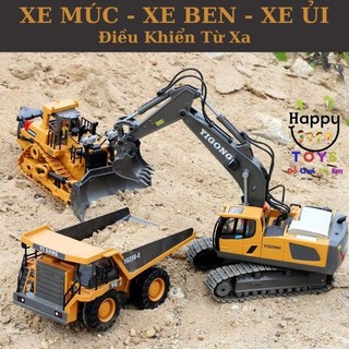 [TẶNG PIN SẠC] Xe xúc, xe ủi, xe ben 6-11 kênh gầu sắt hợp kim múc chở đất cát,xe điều khiển từ xa cho bé đồ chơi trẻ em
