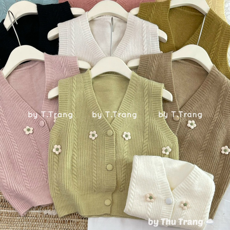 Áo gile thêu hoa màu xinh trẻ trung