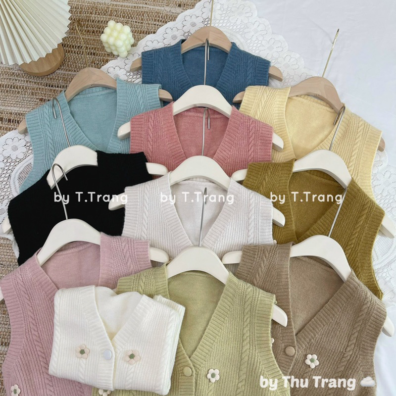 Áo gile thêu hoa màu xinh trẻ trung