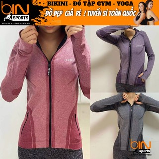 Aó Khoác Tập Gym Thể Thao Nữ Dệt Kim Quảng Châu Có Túi Bin Sports A047 v1