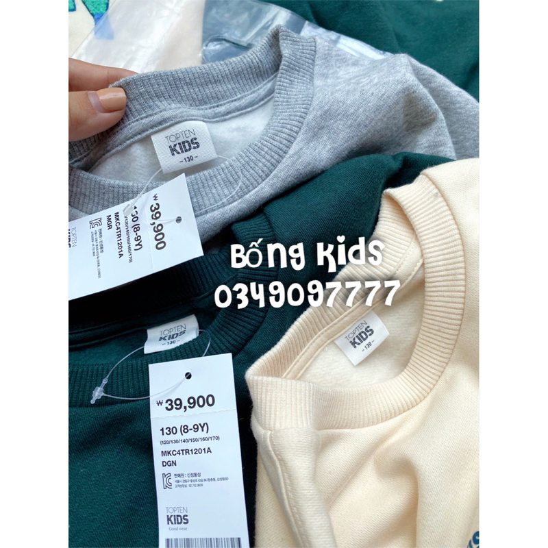 Áo Nỉ Bé Trai & Bé Gái Thêu Chữ ToptenKids