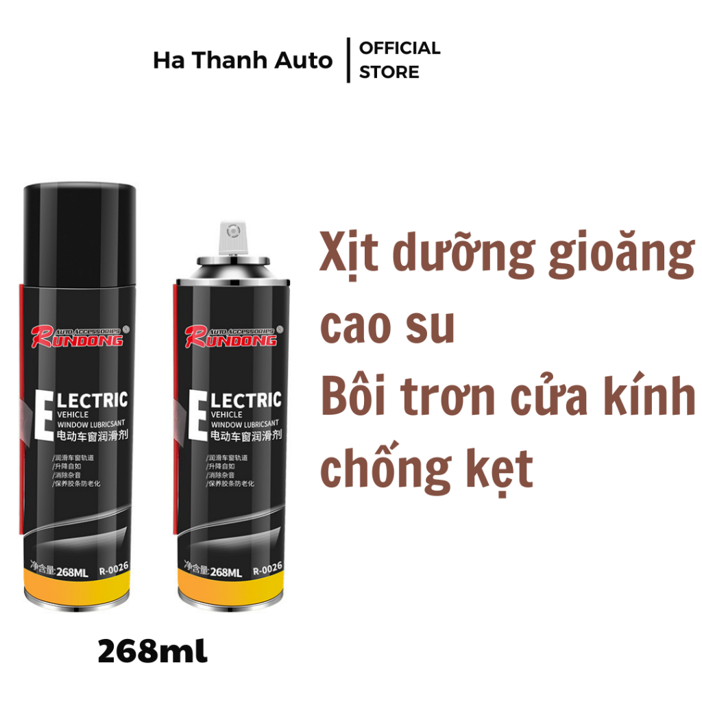 Xịt bôi trơn cửa kính, gập gương, cốp, dưỡng gioăng cao su chống kẹt kính gương ô tô, chống han gỉ, dung tích 268ml