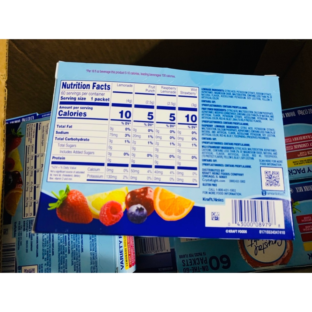 Crystal Light Bột Pha Nước Trái Cây không đường Crystal Light Bột trái cây Mix của Mỹ