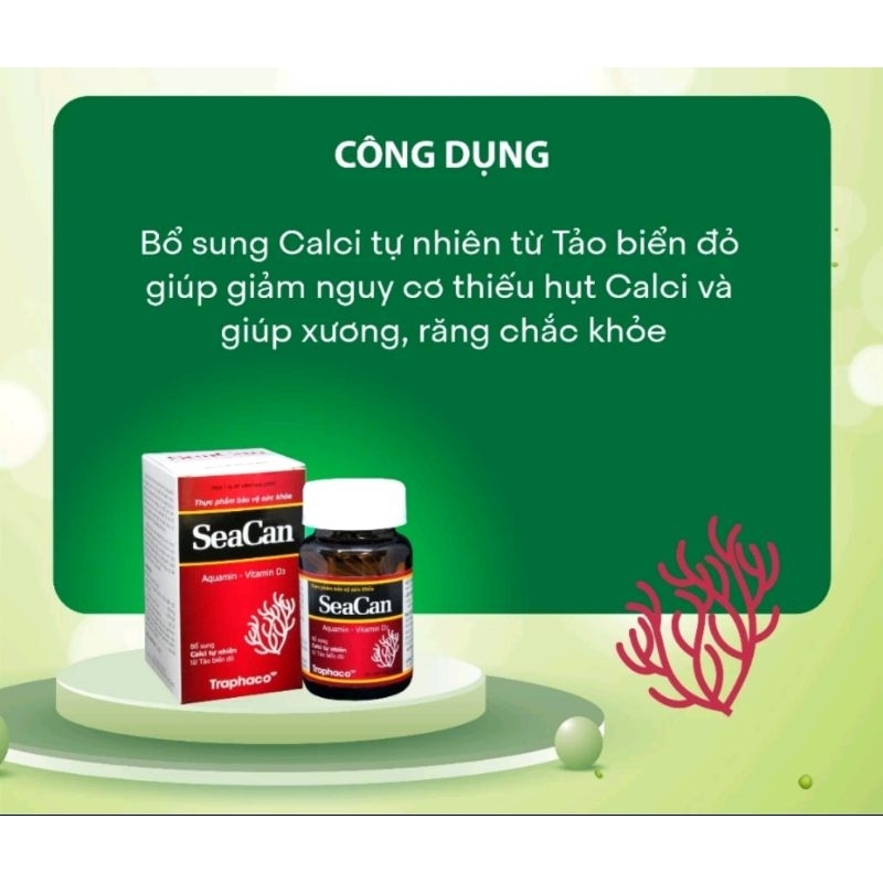 Viên uống bổ sung Canxi Seacan Traphaco - Hộp 60 viên