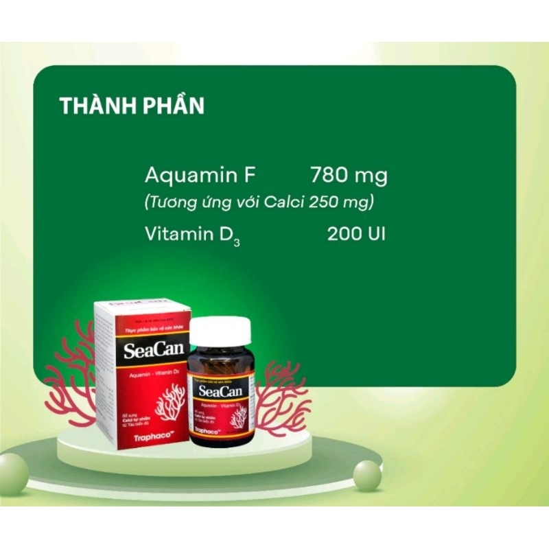 Viên uống bổ sung Canxi Seacan Traphaco - Hộp 60 viên