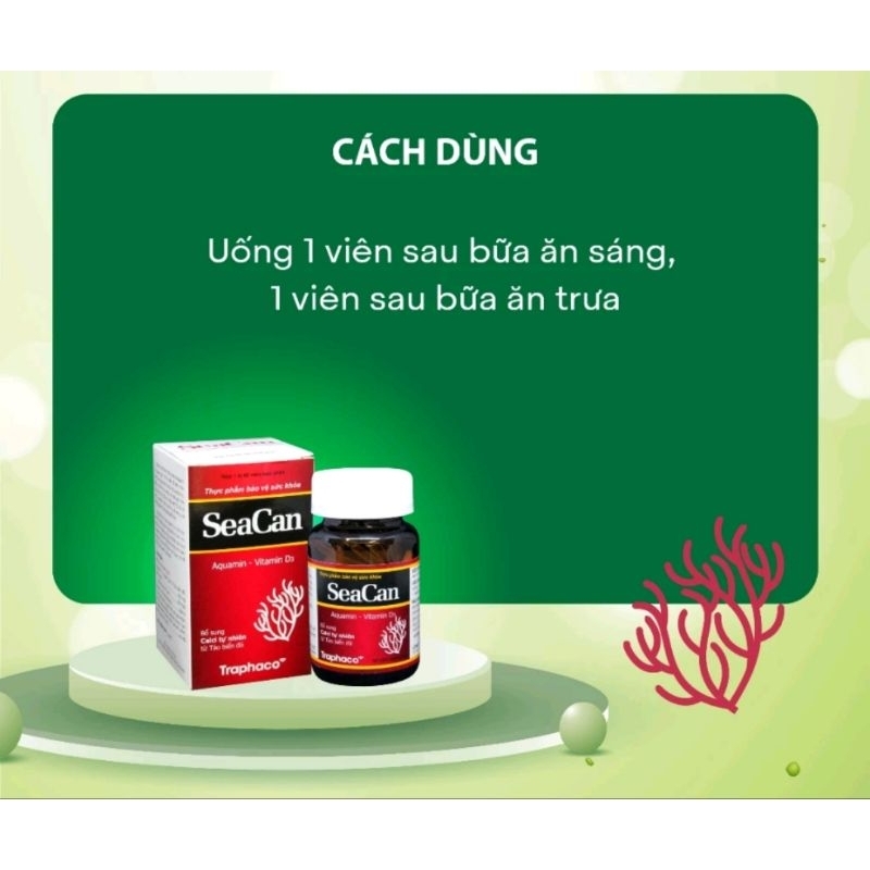 Viên uống bổ sung Canxi Seacan Traphaco - Hộp 60 viên
