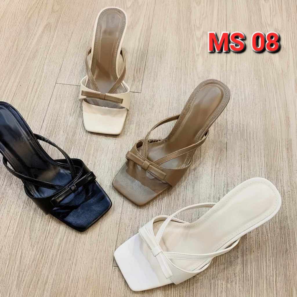 SIZE 35 0 40 Dép Guốc Cao Gót Nữ 5 Phân Quai Nơ Gót Nhọn MS 08