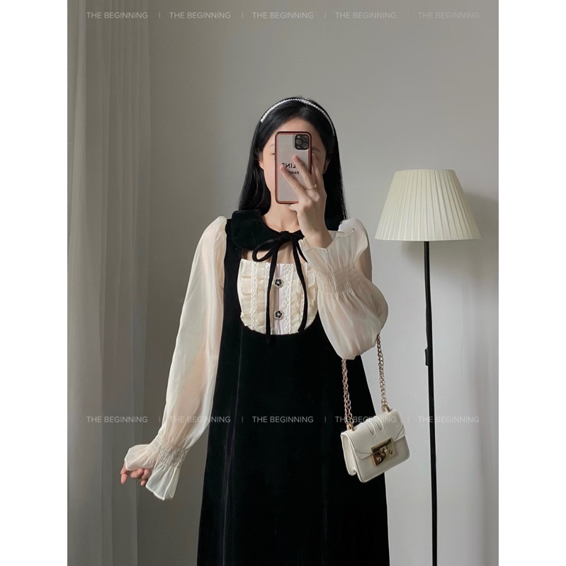 V410 Cher Velvet Dress Váy nhung pha tơ hàng cao cấp