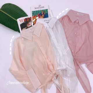 Áo voan kiếng mỏng tay phồng mặc khoác ngoài đầm/ áo ống 2 dây - jancaroshop