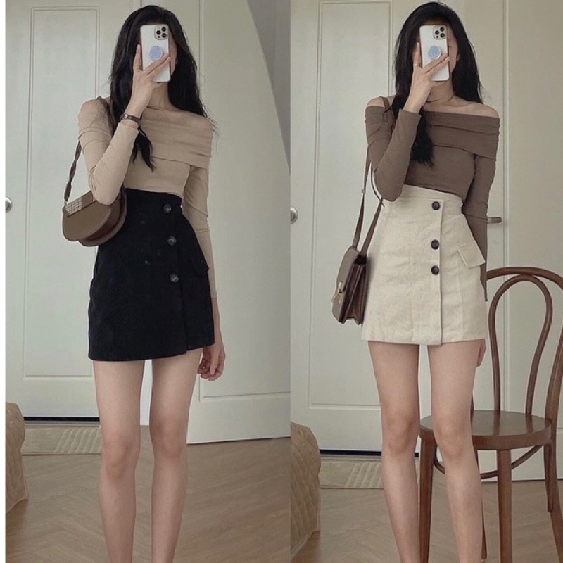 Áo trễ vai lệch tà, áo trễ vai tay dài,Áo thun nữ len tăm tay dài BỆT VAI dáng tiểu thư xinh xắn