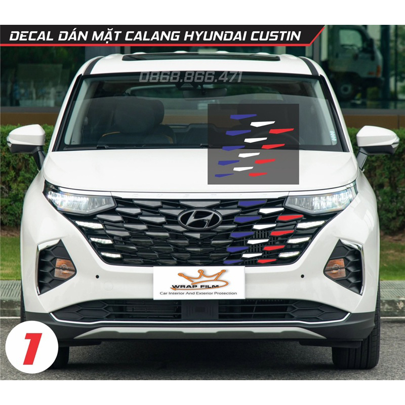 Decal phản quang 3M dán mặt calang Hyundai Custin