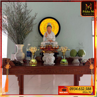 sx - Đèn thờ Hào quang in tranh trúc chỉ - đường kính 30cm [ Tranh bàn thờ ]