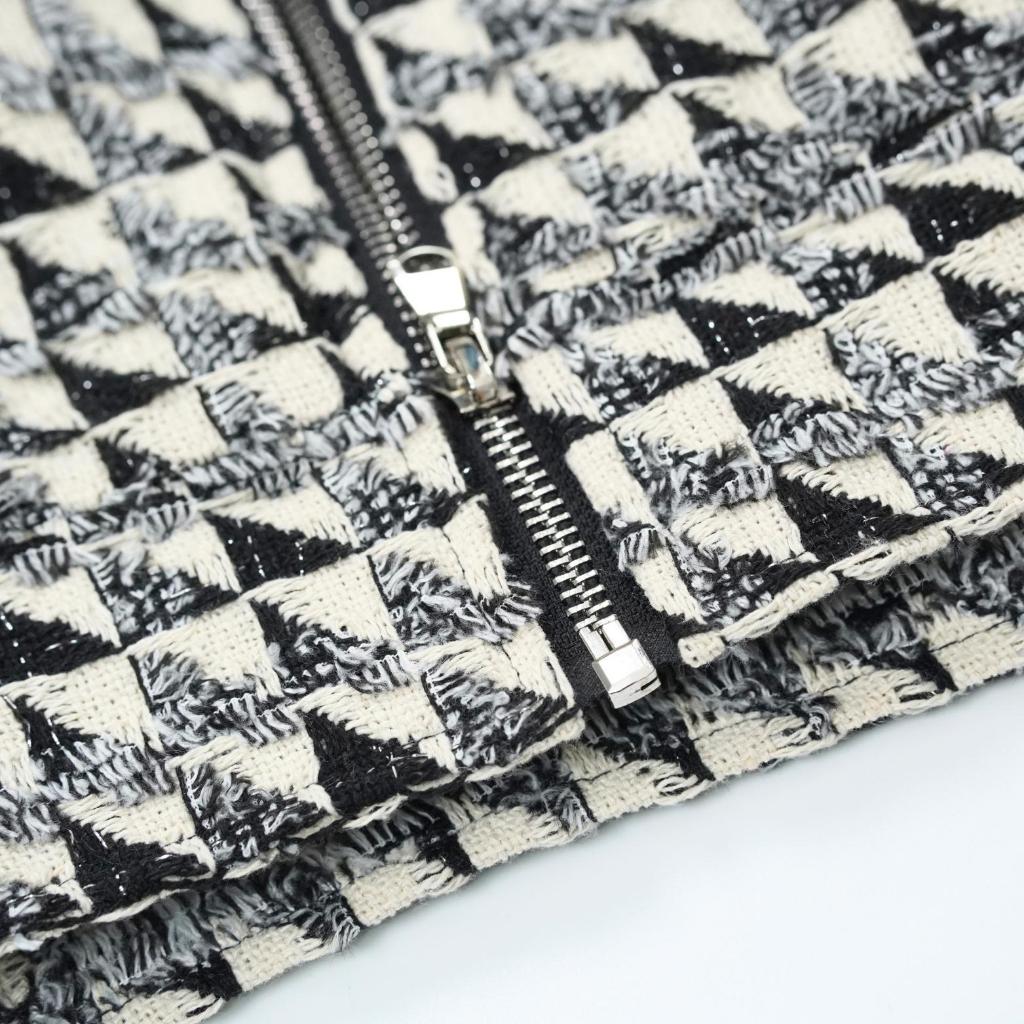 Áo Khoác Dạ nam Tweed SNOW Localbrand STEVE Trần Bông, dài tay, mix da họa tiết kẻ ô sang trọng.
